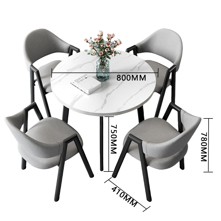 応接セット 丸テーブル 相談用チェア 受付用 喫茶店 1人掛け マーブル模様 モダン シンプル グレー カスタマイズ可能 JDZH-N003