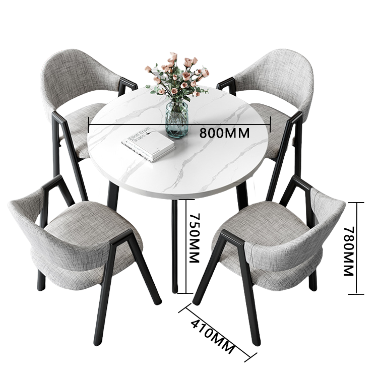 応接セット 丸テーブル 相談用チェア 受付用 喫茶店 1人掛け マーブル模様 モダン シンプル グレー カスタマイズ可能 JDZH-N003
