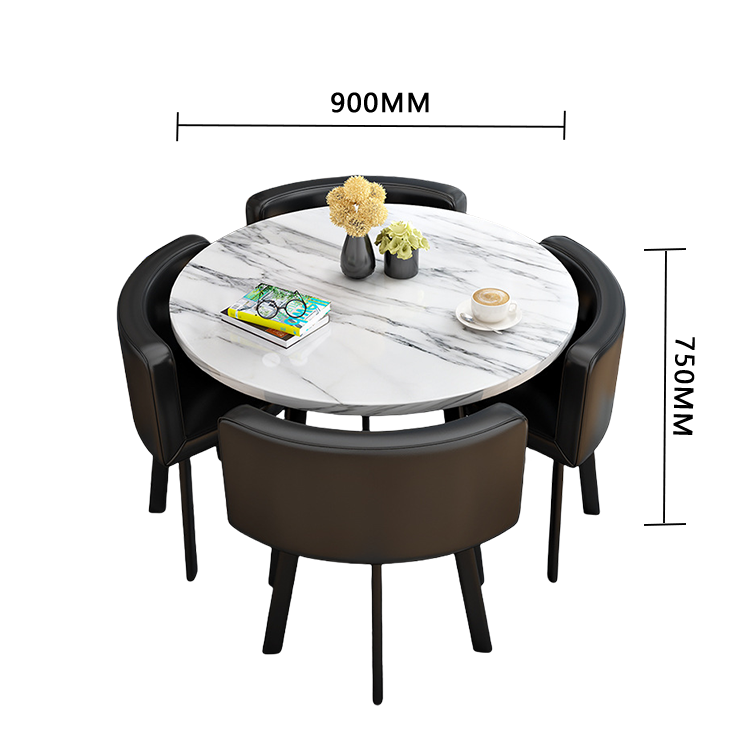 食卓セット ダイニングテーブル ダイニングセット 商談用 喫茶店 応接用 4人掛け シンプル ブラック カスタマイズ可能 JDZH-N004