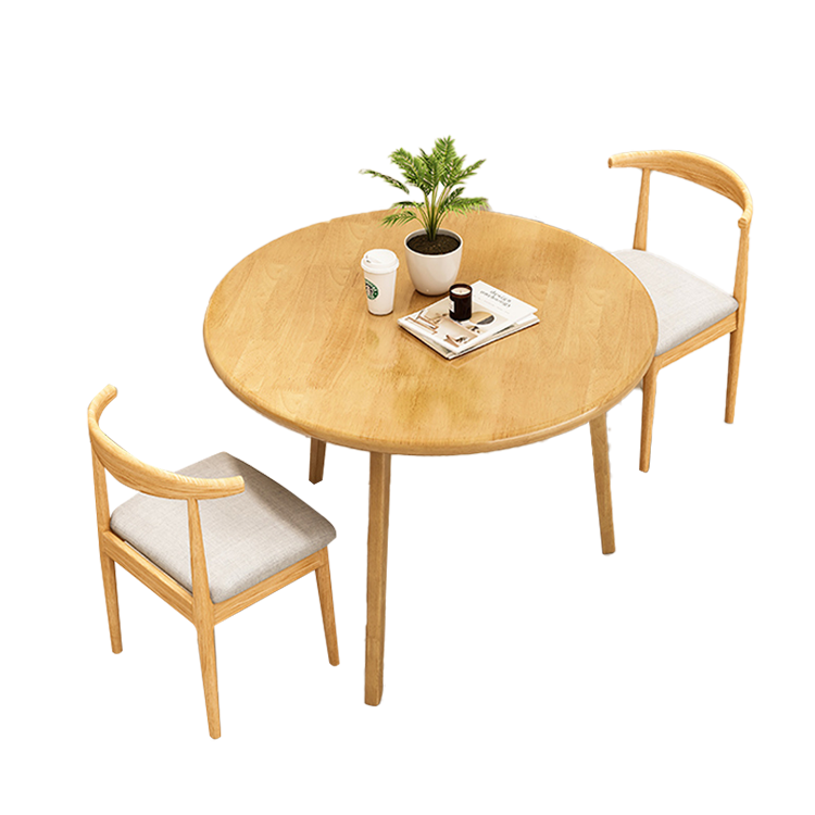 応接セット 丸テーブル ダイニングテーブル 商談用 喫茶店 ワニス塗装 天然木 モダン ウォールナット カスタマイズ可能 JDZH-N008