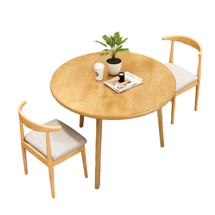 応接セット 丸テーブル ダイニングテーブル 商談用 喫茶店 ワニス塗装 天然木 モダン ウォールナット カスタマイズ可能 JDZH-N008