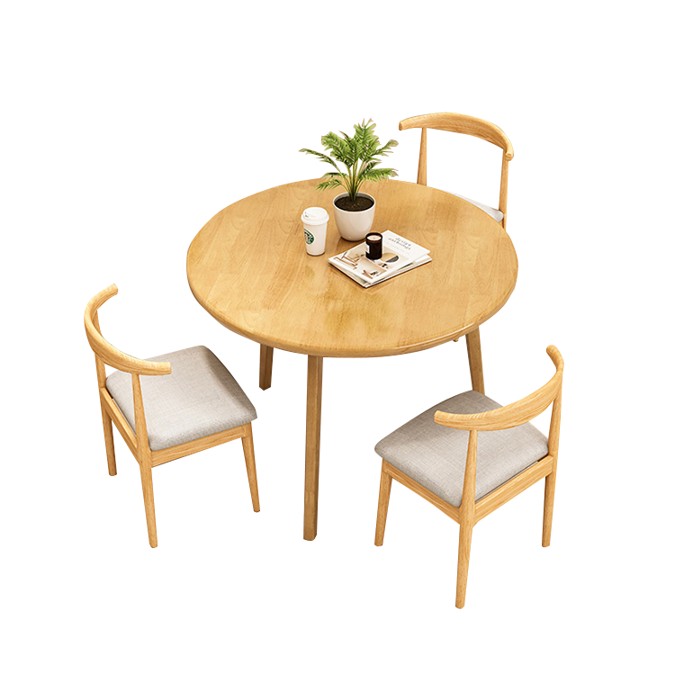 応接セット 丸テーブル ダイニングテーブル 商談用 喫茶店 ワニス塗装 天然木 モダン ウォールナット カスタマイズ可能 JDZH-N008