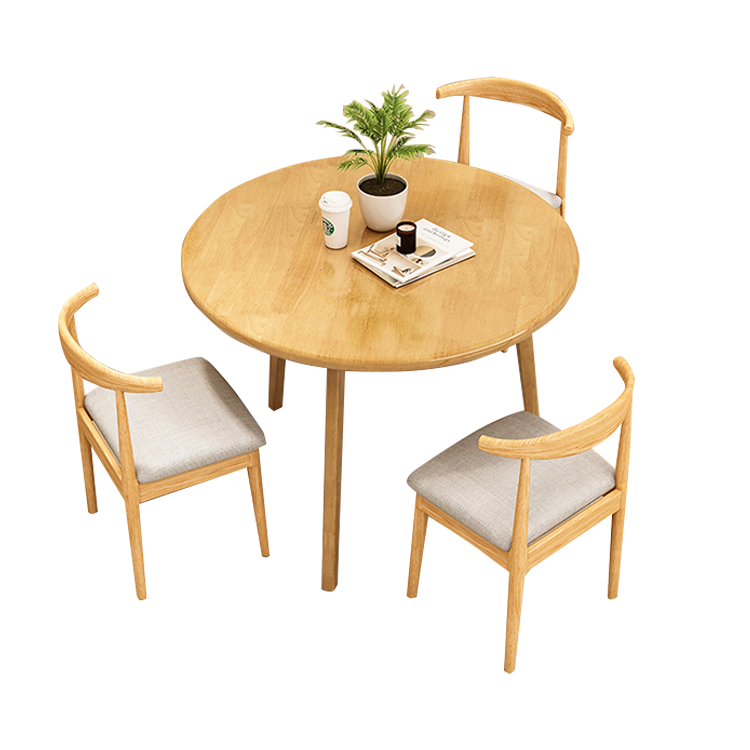 応接セット 丸テーブル ダイニングテーブル 商談用 喫茶店 ワニス塗装 天然木 モダン ウォールナット カスタマイズ可能 JDZH-N008