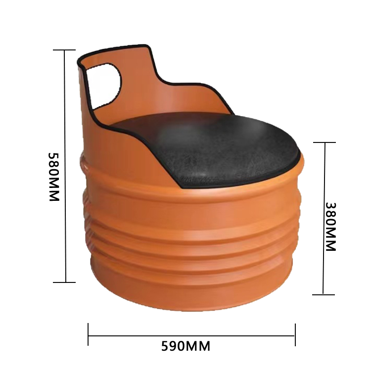 応接セット ドラム缶風 丸ローテーブル 居酒屋 喫茶店 店舗用 焼付塗装 デザイン性 モダン オレンジ カスタマイズ可能 JDZH-N014