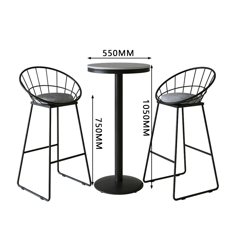 応接セット ハイチェア バー ハイテーブル 喫茶店 焼付塗装 スチール脚 シンプル モダン ブラック カスタマイズ可能 JDZH-N015