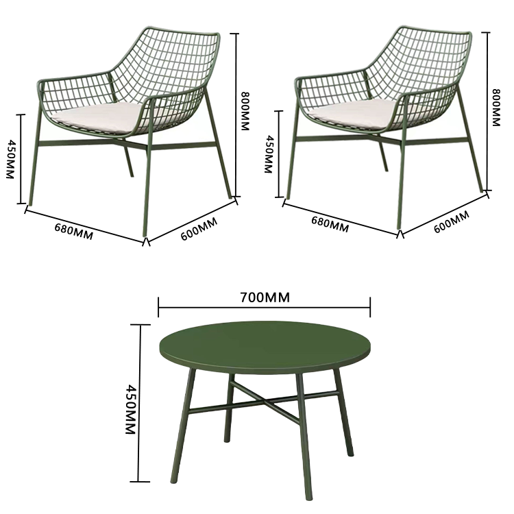 応接セット ローテーブル スチール アウトドア 焼付塗装 人間工学 シンプル グリーン ホワイト カスタマイズ可能 JDZH-N020
