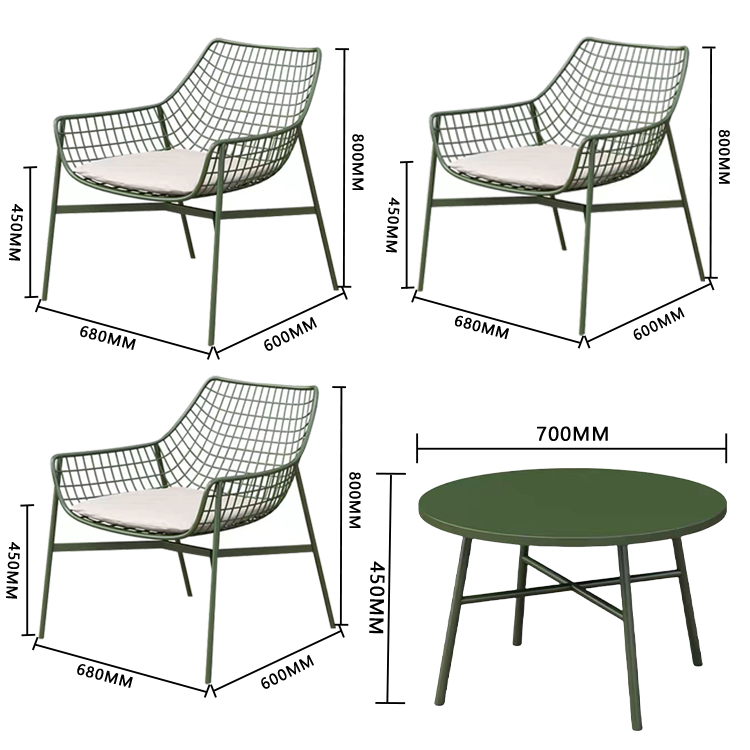 応接セット ローテーブル スチール アウトドア 焼付塗装 人間工学 シンプル グリーン ホワイト カスタマイズ可能 JDZH-N020