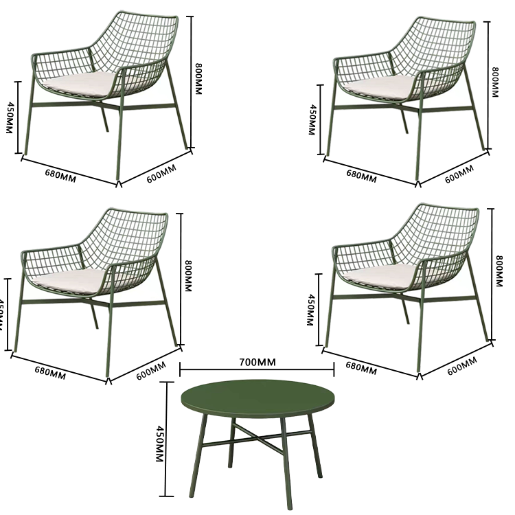 応接セット ローテーブル スチール アウトドア 焼付塗装 人間工学 シンプル グリーン ホワイト カスタマイズ可能 JDZH-N020