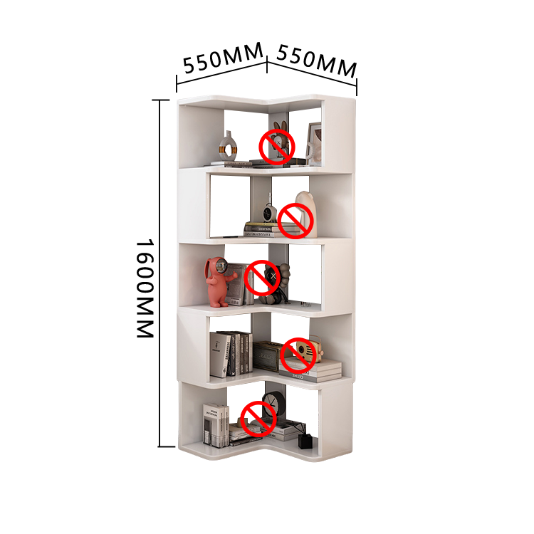 収納ラック コーナーシェルフ オープンラック L型 ブックラック 大容量 コーナー棚 室内 角置き ホワイト JYCWG-N022