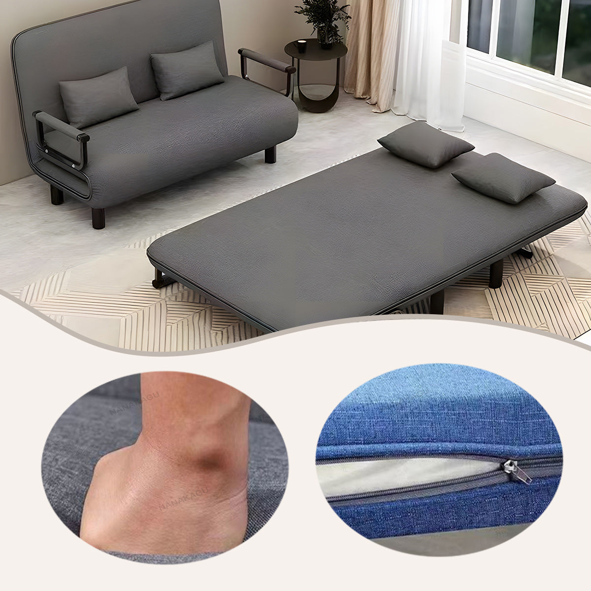 ソファベッド カウチソファ リビング 寝室用 在宅用 省スペース 折り畳み式 取り外し可能 シンプル カスタマイズ可能 JYSF-N001