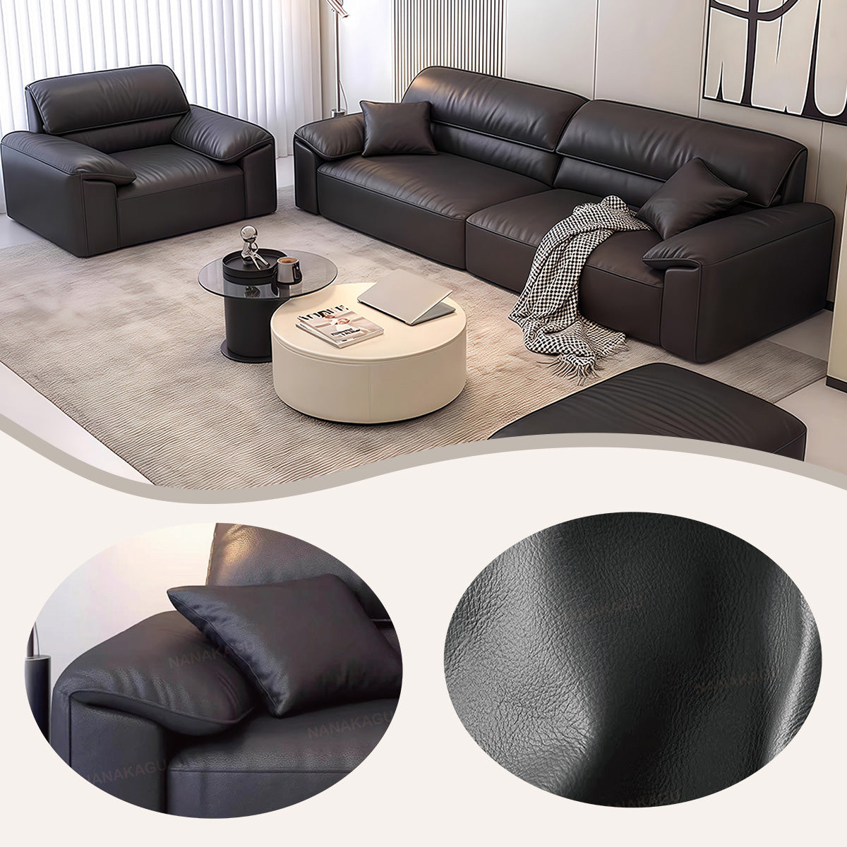 ソファ リビングソファ レザーソファー 在宅用 1人掛け 3人掛け 木製フレーム 人間工学 柔らかい カスタマイズ可能 JYSF-N004