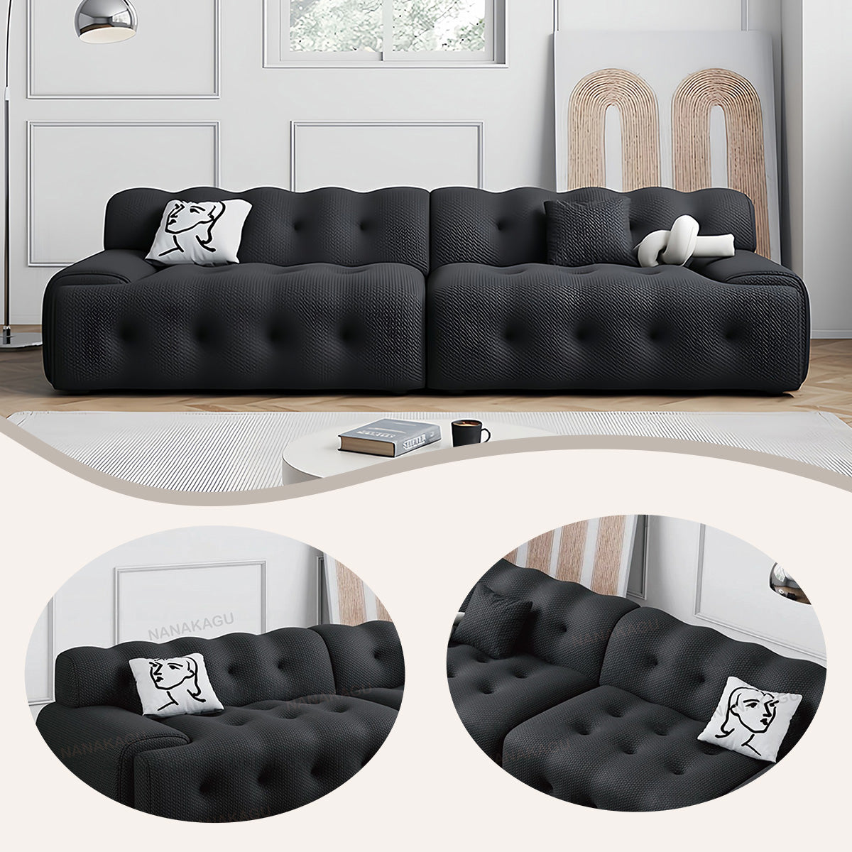 高級ソファ ソファ リビングソファ ロータイプ 1人掛け 弾力性 柔らかい シンプル 快適 ブラック カスタマイズ可能 JYSF-N010