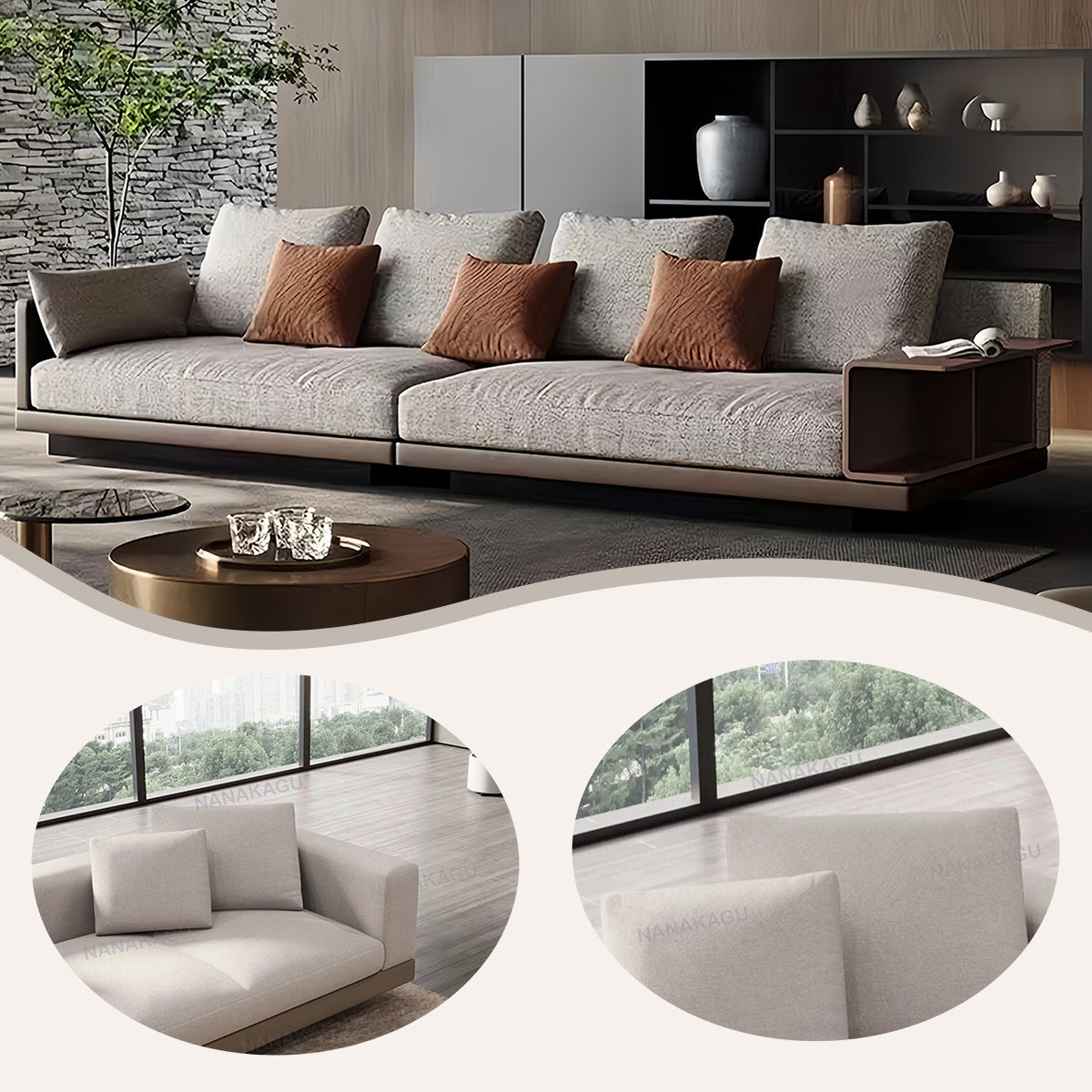 高級ソファ リビングソファ アームソファ ロビーソファ 人間工学 安定感 柔らか 快適 上質 ベージュ カスタマイズ可能 JYSF-N015