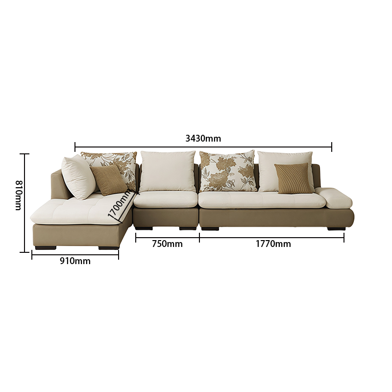 ソファ 片肘ソファ ロータイプ カウチソファセット リビングソファ フィット感 人間工学 ゆったり 簡素 アイボリー JYSF-N031