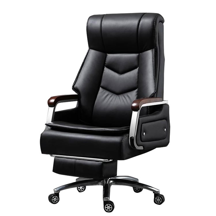 エグゼクティブチェア オフィスチェア 人間工学 フットレスト リクライニング機能 静音キャスター ヘッドレスト ブラック LBY-N007