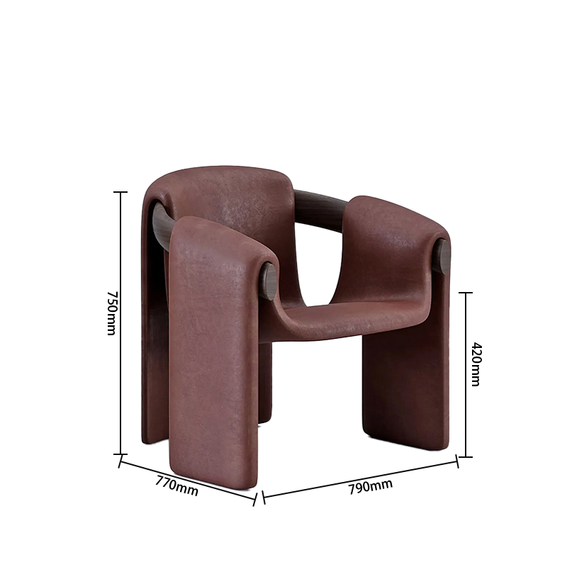 リラックスチェア カジュアルチェア 応接用 商談用 レザー 木製フレーム フィット感 簡素 おしゃれ ブラウン LBY-N052