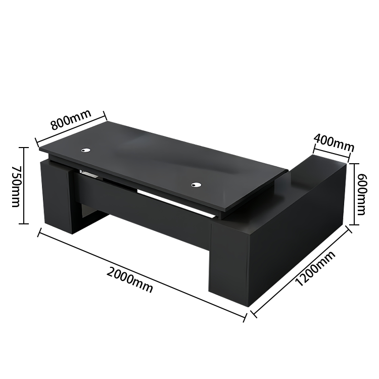 エグゼクティブデスク オフィスデスク 社長机 木製デスク 木目調 幕板 配線穴 大容量収納 グレーオーク ブラック LBZ-N050