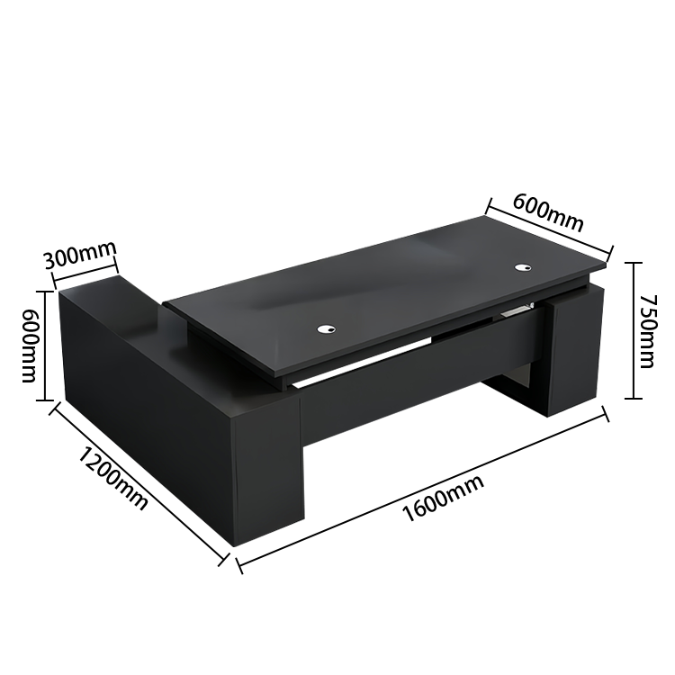 エグゼクティブデスク オフィスデスク 社長机 木製デスク 木目調 幕板 配線穴 大容量収納 グレーオーク ブラック LBZ-N050