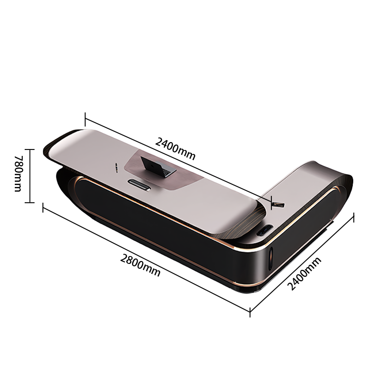 エグゼクティブデスク ワークデスク オフィスデスク L型デスク 超繊維レザー 曲線デザイン 指紋認証キー 厚手 おしゃれ LBZ-N073