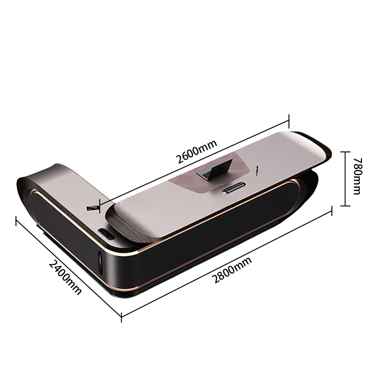 エグゼクティブデスク ワークデスク オフィスデスク L型デスク 超繊維レザー 曲線デザイン 指紋認証キー 厚手 おしゃれ LBZ-N073