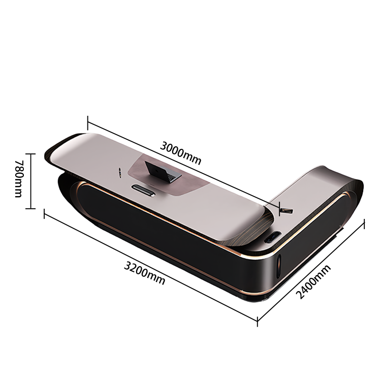 エグゼクティブデスク ワークデスク オフィスデスク L型デスク 超繊維レザー 曲線デザイン 指紋認証キー 厚手 おしゃれ LBZ-N073