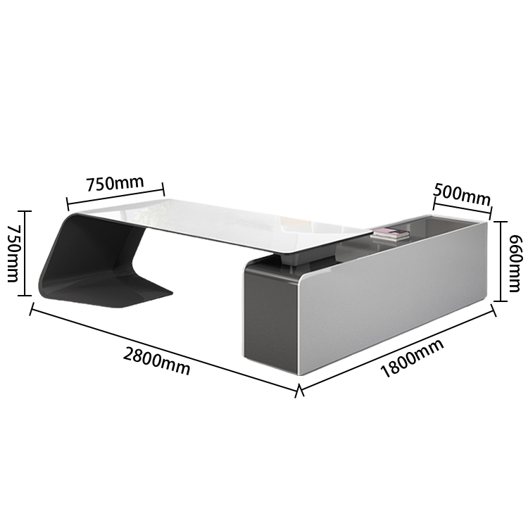 エグゼクティブデスク オフィスデスク ワークデスク 社長室 焼付塗装 鏡面仕上げ おしゃれ ホワイト カスタマイズ可能 LBZ-N079