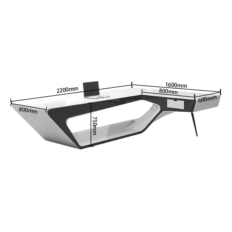 エグゼクティブデスク オフィスデスク デスク 社長室 焼付塗装 鏡面仕上げ 配線ボックス ホワイト カスタマイズ可能 LBZ-N065