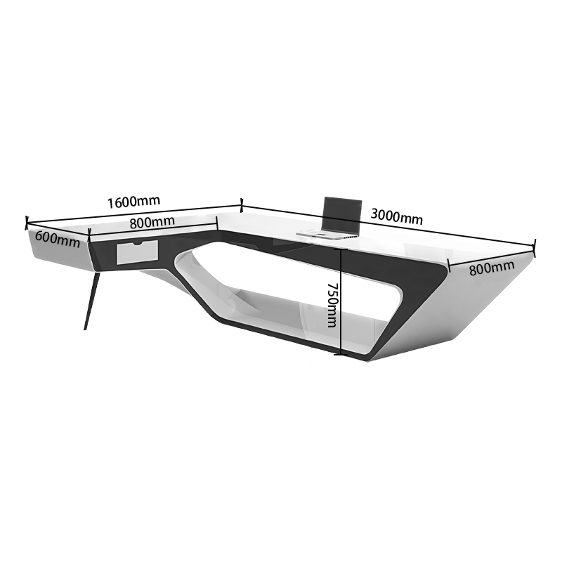 エグゼクティブデスク オフィスデスク デスク 社長室 焼付塗装 鏡面仕上げ 配線ボックス ホワイト カスタマイズ可能 LBZ-N065