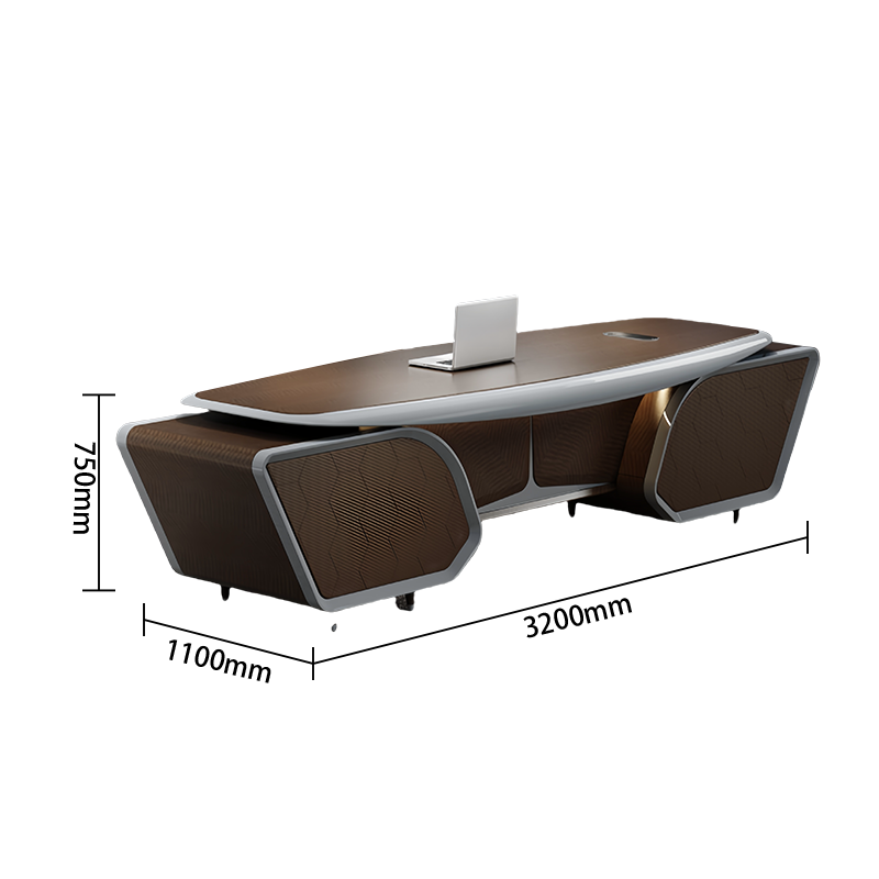 エグゼクティブデスク ワークデスク オフィスデスク 社長机 L型デスク 指紋認証キー LEDライト付き スタイリッシュ LBZ-N074