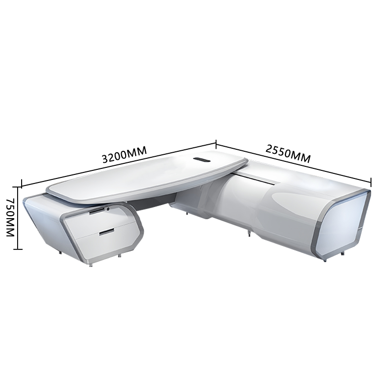 エグゼクティブデスク ワークデスク オフィスデスク 社長机 L型デスク 指紋認証キー LEDライト付き スタイリッシュ LBZ-N074