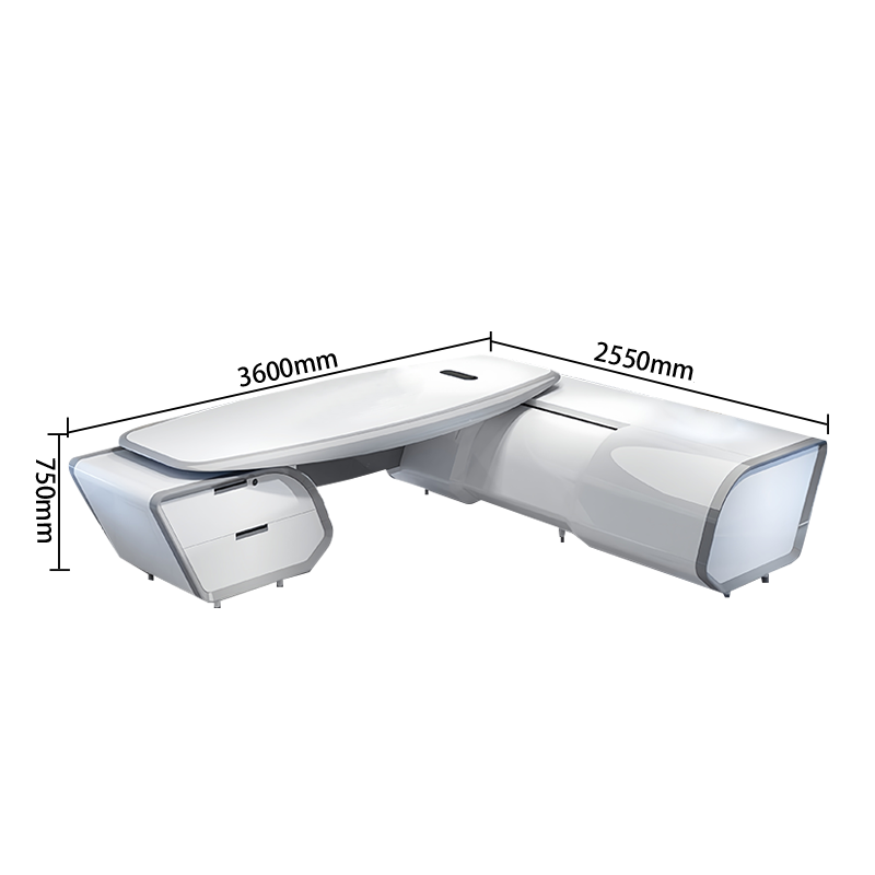 エグゼクティブデスク ワークデスク オフィスデスク 社長机 L型デスク 指紋認証キー LEDライト付き スタイリッシュ LBZ-N074