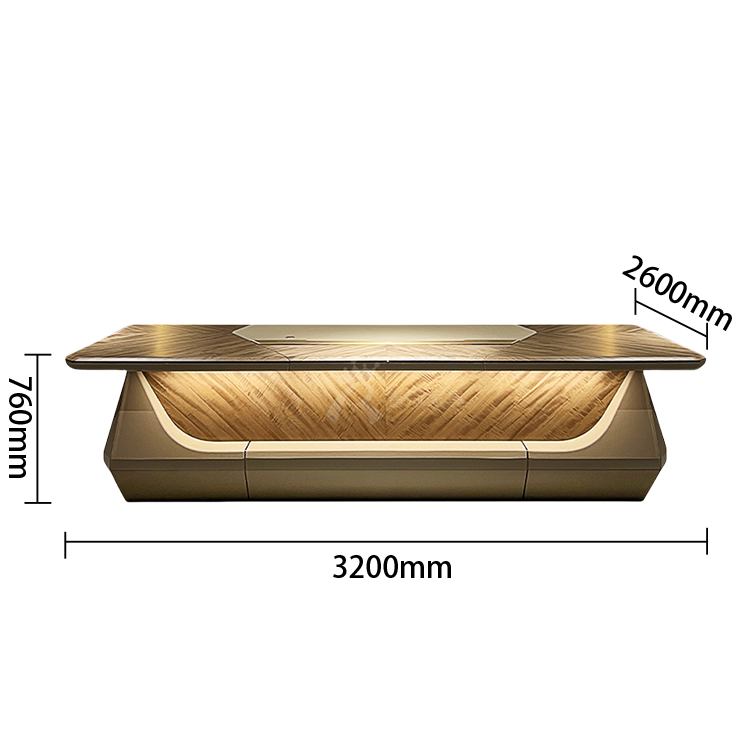 エグゼクティブデスク オフィスデスク 作業机 社長デスク センサーライト付き 厚手 高荷重性 ブラウン カスタマイズ可能 LBZ-N075