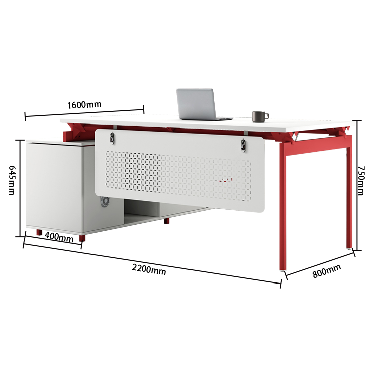 エグゼクティブデスク オフィスデスク L型デスク 大容量収納 サイドキャビネット ホワイト カスタマイズ可能 LBZ-YDD-N001