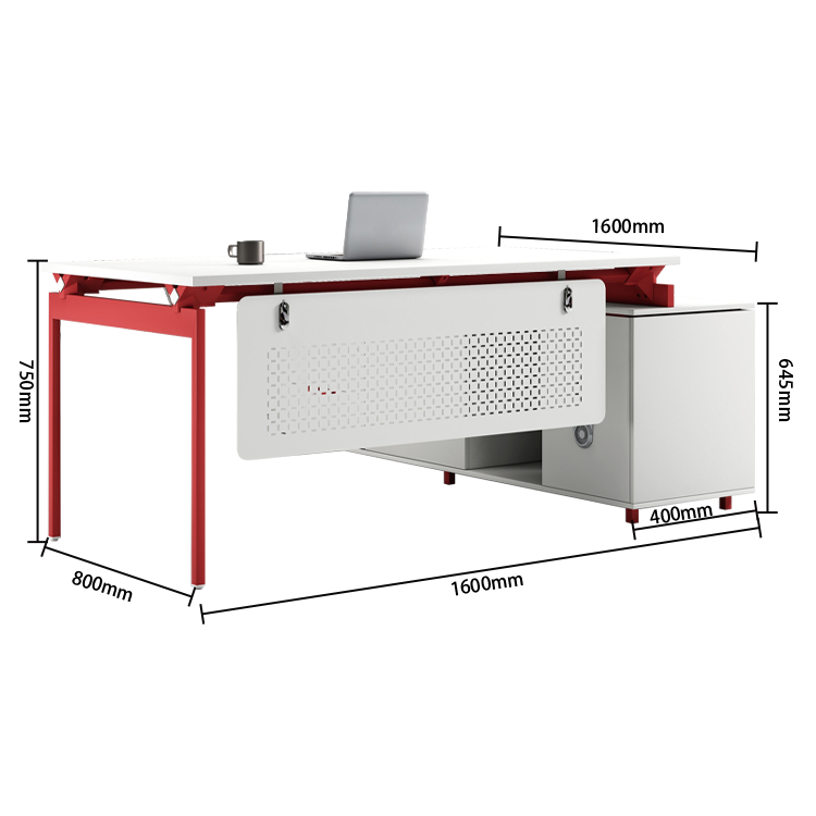 エグゼクティブデスク オフィスデスク L型デスク 大容量収納 サイドキャビネット ホワイト カスタマイズ可能 LBZ-YDD-N001