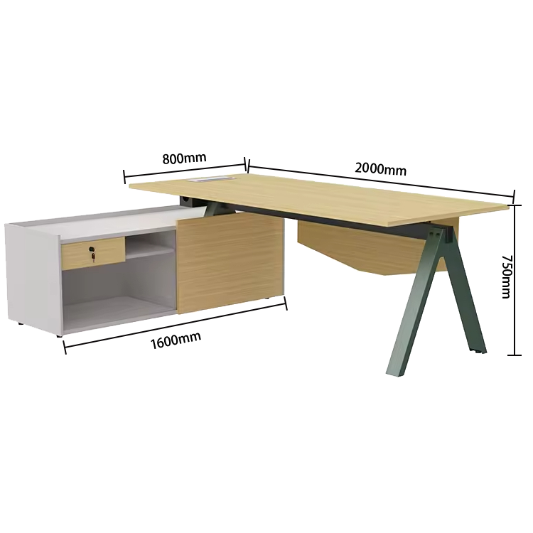 エグゼクティブデスク 社長机 事務机 引き出し 鍵付き 幕板 スチール脚 高荷重性 ナチュラル カスタマイズ可能 LBZ-YDD-N002