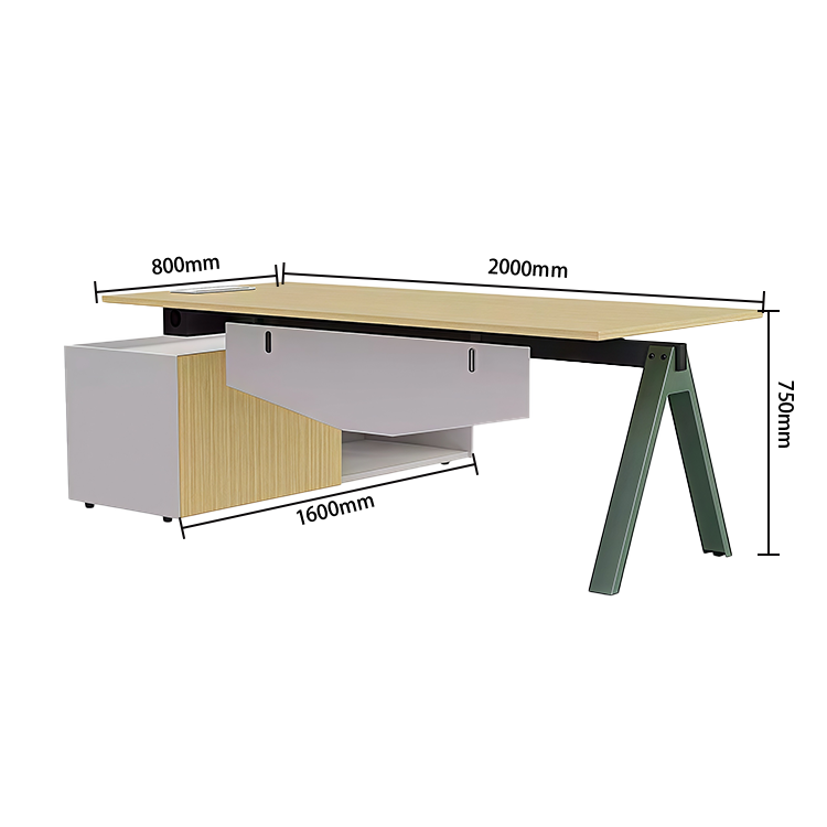 エグゼクティブデスク 社長机 事務机 引き出し 鍵付き 幕板 スチール脚 高荷重性 ナチュラル カスタマイズ可能 LBZ-YDD-N002