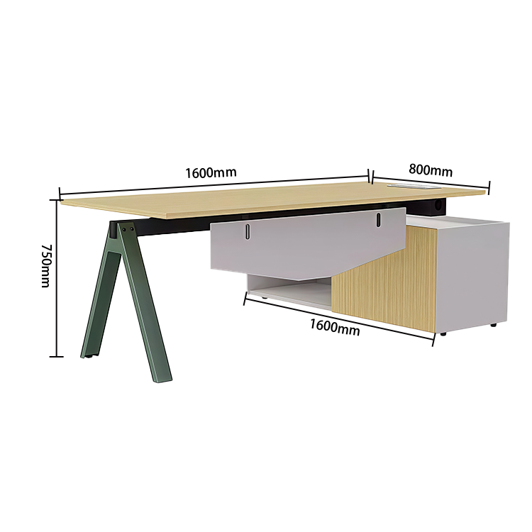 エグゼクティブデスク 社長机 事務机 引き出し 鍵付き 幕板 スチール脚 高荷重性 ナチュラル カスタマイズ可能 LBZ-YDD-N002