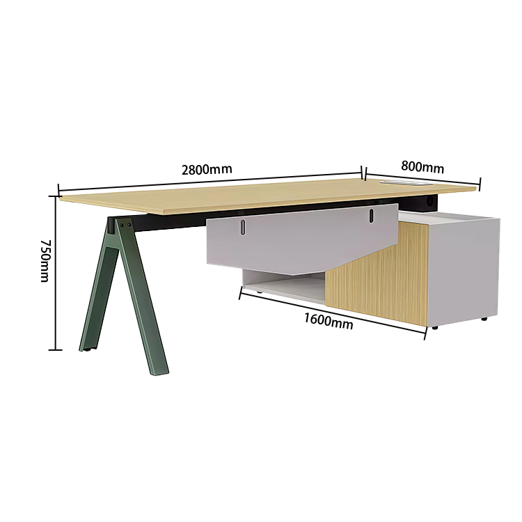 エグゼクティブデスク 社長机 事務机 引き出し 鍵付き 幕板 スチール脚 高荷重性 ナチュラル カスタマイズ可能 LBZ-YDD-N002