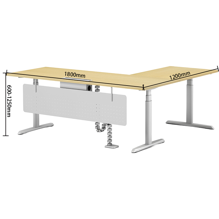 ワークデスク エグゼクティブデスク 社長机 昇降可能デスク L型デスク 作業用 社長室 広い天板 焼付塗装 幕板付き 便利 丈夫 機能性 ユニーク モダン ホワイト カスタマイズ可能 LBZ-YDD-N004