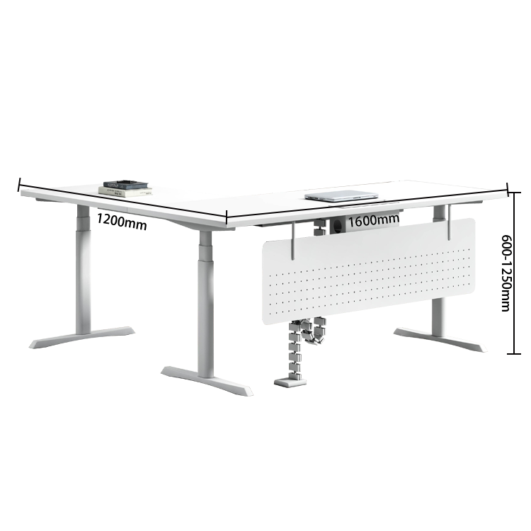 ワークデスク エグゼクティブデスク 社長机 昇降可能デスク L型デスク 作業用 社長室 広い天板 焼付塗装 幕板付き 便利 丈夫 機能性 ユニーク モダン ホワイト カスタマイズ可能 LBZ-YDD-N004