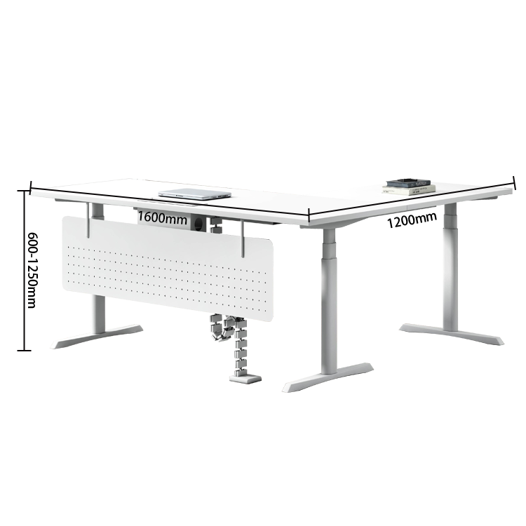 ワークデスク エグゼクティブデスク 社長机 昇降可能デスク L型デスク 作業用 社長室 広い天板 焼付塗装 幕板付き 便利 丈夫 機能性 ユニーク モダン ホワイト カスタマイズ可能 LBZ-YDD-N004