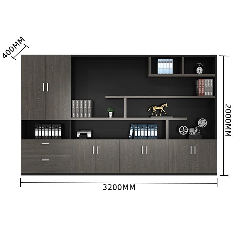 木製キャビネット ディスプレイラック オフィスキャビネット 木目調 大容量収納 分類収納 シンプル カスタマイズ可能 BGCWG-N005