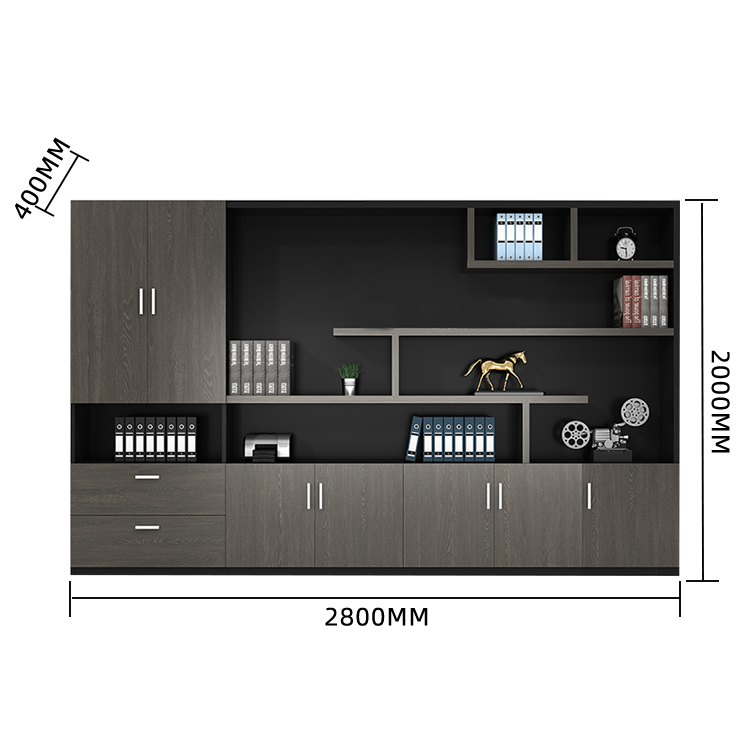 木製キャビネット ディスプレイラック オフィスキャビネット 木目調 大容量収納 分類収納 シンプル カスタマイズ可能 BGCWG-N005