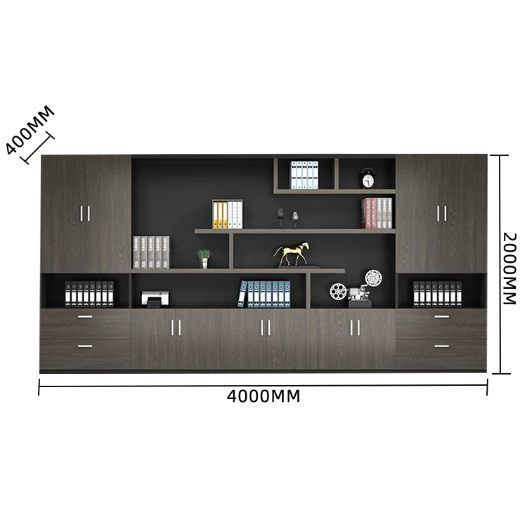 木製キャビネット ディスプレイラック オフィスキャビネット 木目調 大容量収納 分類収納 シンプル カスタマイズ可能 BGCWG-N005