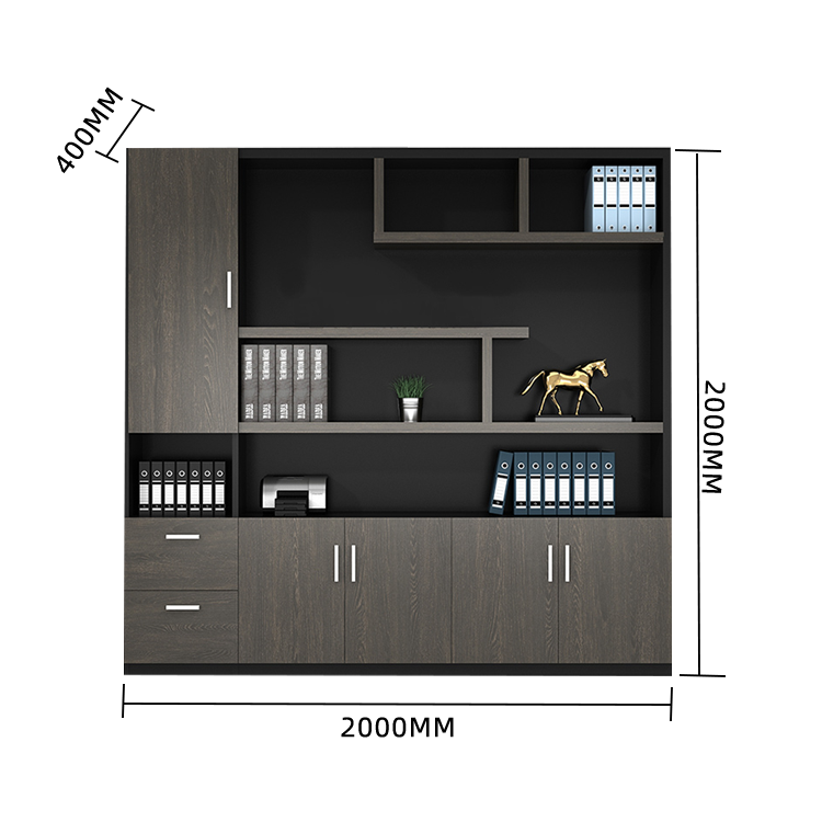 木製キャビネット ディスプレイラック オフィスキャビネット 木目調 大容量収納 分類収納 シンプル カスタマイズ可能 BGCWG-N005