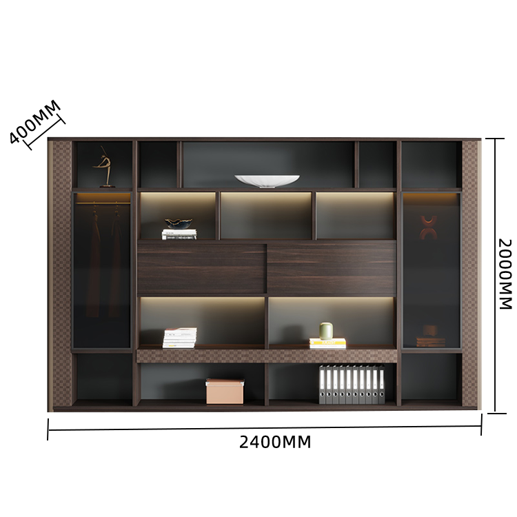 木製キャビネット ディスプレイラック キャビネット 大容量収納 LEDライト付き 木目調 シンプル カスタマイズ可能 BGCWG-N008