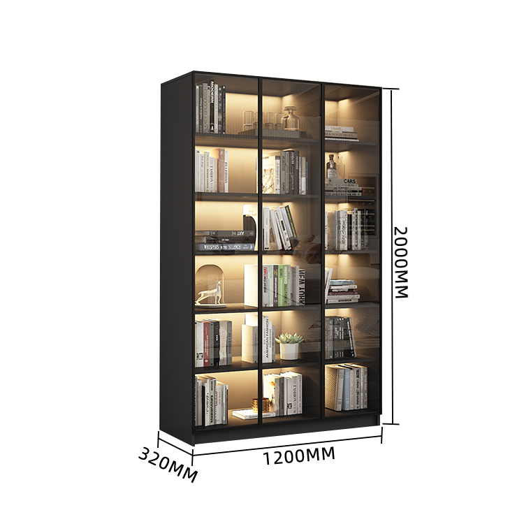 木製キャビネット 本棚 キャビネット 収納棚 リビング用 大容量収納 強化ガラス 洗練 LEDライト カスタマイズ可能 BGCWG-N009