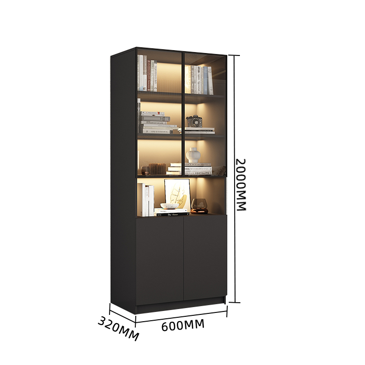 木製キャビネット 本棚 キャビネット 収納棚 リビング用 大容量収納 強化ガラス 洗練 LEDライト カスタマイズ可能 BGCWG-N009