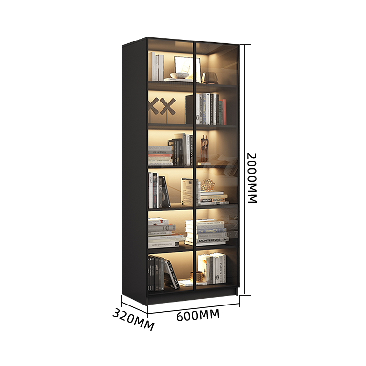 木製キャビネット 本棚 キャビネット 収納棚 リビング用 大容量収納 強化ガラス 洗練 LEDライト カスタマイズ可能 BGCWG-N009