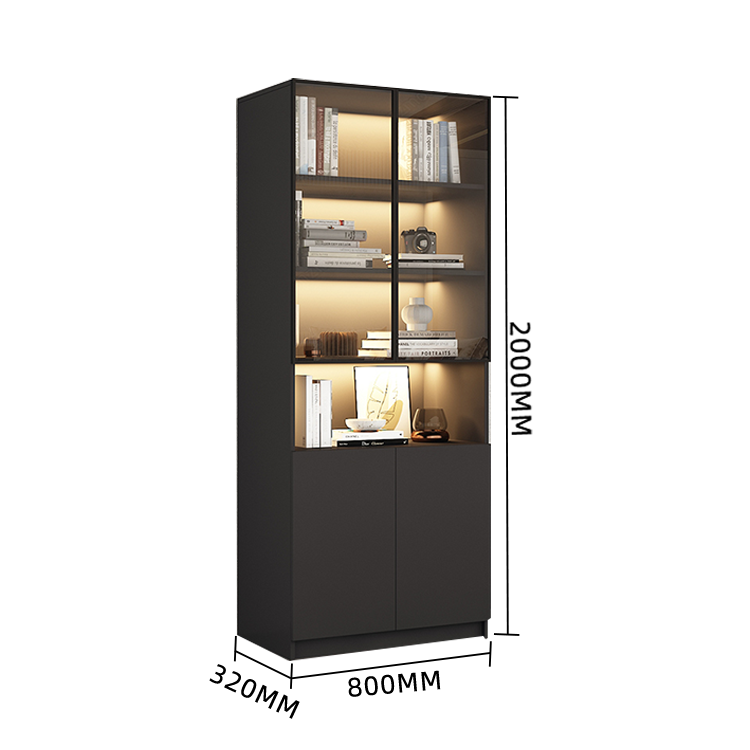 木製キャビネット 本棚 キャビネット 収納棚 リビング用 大容量収納 強化ガラス 洗練 LEDライト カスタマイズ可能 BGCWG-N009